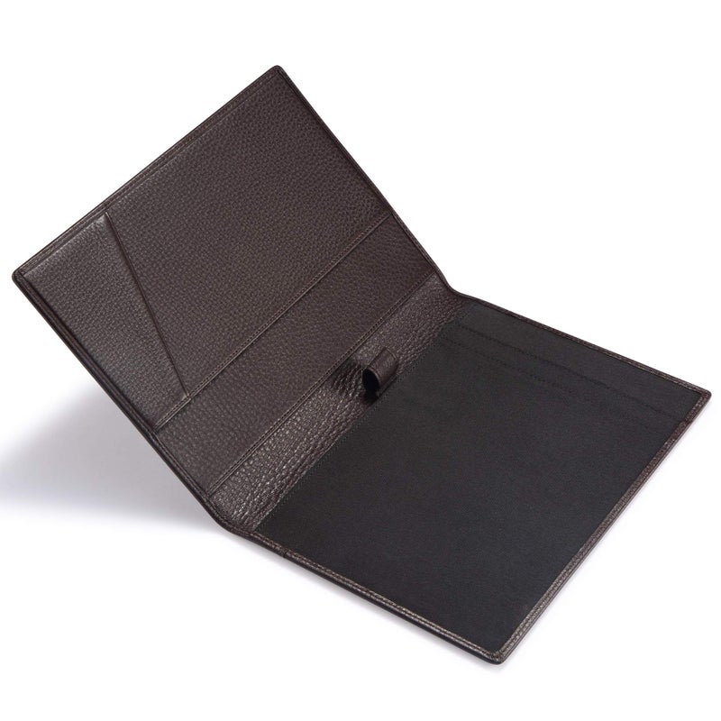 HISCOW Leather Junior Padfolio for Men & Women with Pen Loop, Italian Calfskin, Business Portfolio Notebook Folder (Pebbled Coffee) - Image 3